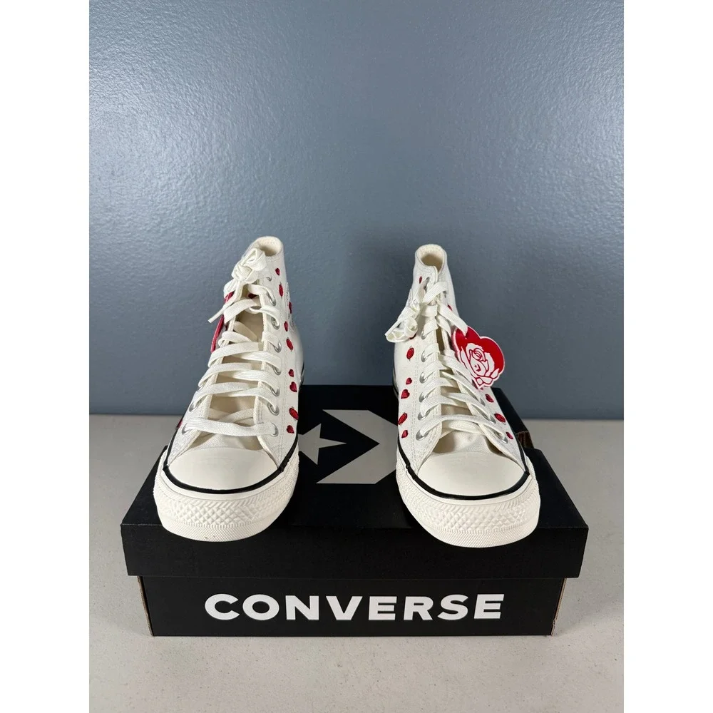 Converse Chuck Taylor All Star Hi Roses Hearts Vintage White A13650C Womens 10 - Picture 3 of 8
